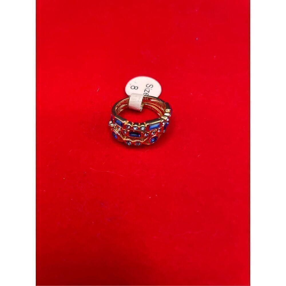 Sterling Silver Ring  Blue Stones 3 Ring Set Tagged, Stamped size 8